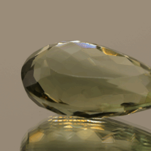 Natural prasiolite gemstone, 20.51 carat, pear cut, pale green color, untreated, loose gemstone, dimensions 24 × 14.9 × 9.9 mm, ideal for fine jewelry.