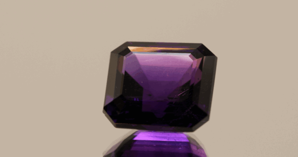 Natural octagon cut amethyst gemstone with purple violet color, 13.50 × 12.20 mm