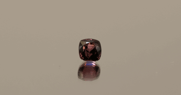 Purple cushion-cut Burma spinel stone, 1.15 carat, 5.78 × 5.31 × 4.70 mm, natural untreated gemstone from Burma, GFCO certified.