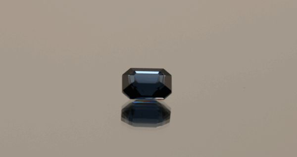 Blue octagon-shaped spinel gem, 1.21 carat, 6.94 × 5.08 × 3.86 mm, no treatment, unknown origin, AIGS certified.