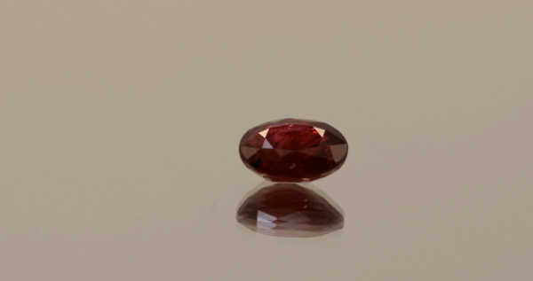 Natural ruby red gemstone, 2.02 carat, oval cut, vivid deep red color, minor oil treatment, loose gemstone, dimensions 8.51 × 6.64 × 4.01 mm, origin Thailand (Siam), IGE certified.