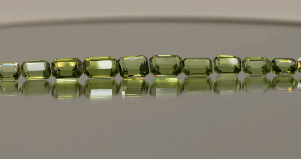 Natural peridot set, total weight 14.5 carat (11 stones), octagon cut, yellow green color, untreated, loose gemstones, dimensions 5.4–8.4 × 4.7–6.4 × 3.5–4.6 mm, perfect for fine jewelry.