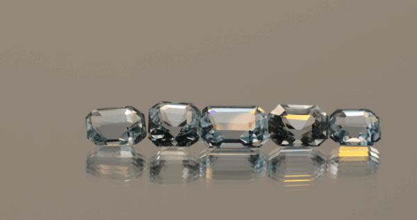 Natural octagon cut aquamarine gemstones with colorless hue, 7.30 × 5.50 mm