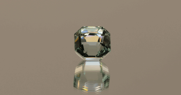 Light green octagon-shaped spodumene, 5.95 carat, 9.4 × 9.3 × 8.5 mm, no treatment, unknown origin.